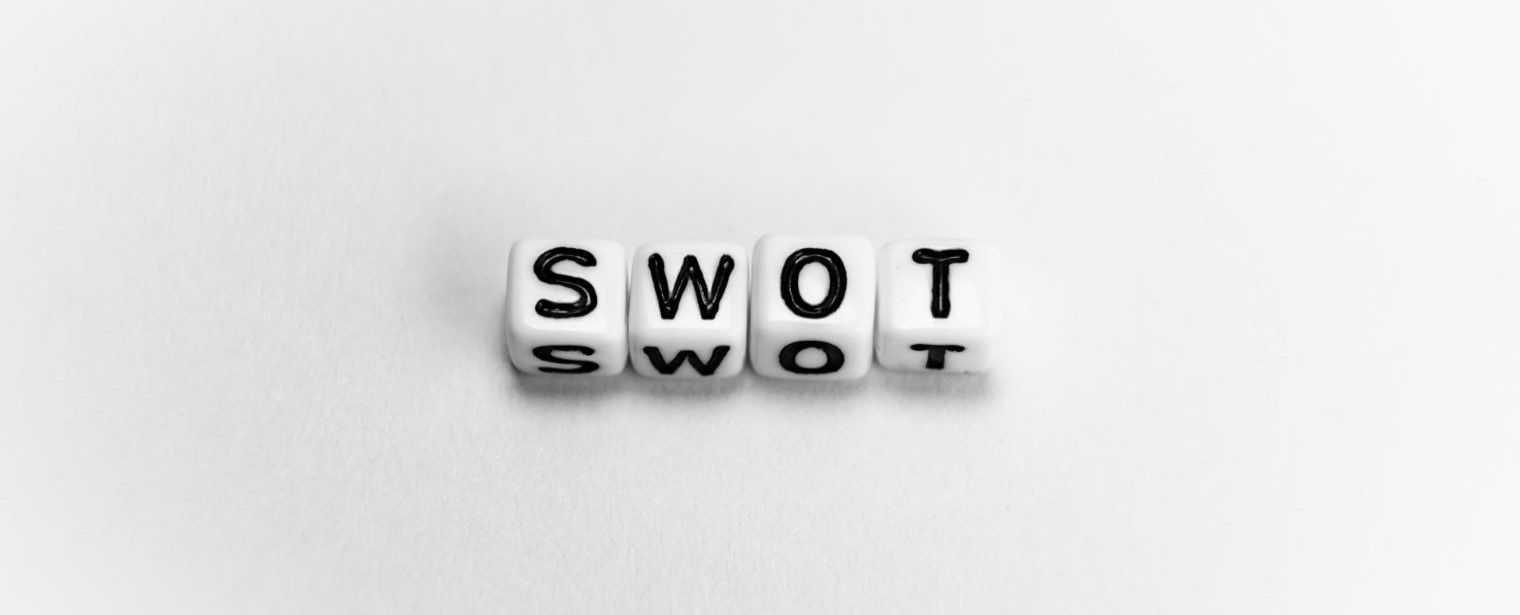 SWOT escrito em um fundo branco